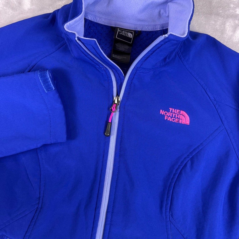 The North Face Apex Bionic Softshell Jacket Womens Medium Blue Pink Fleece Lined